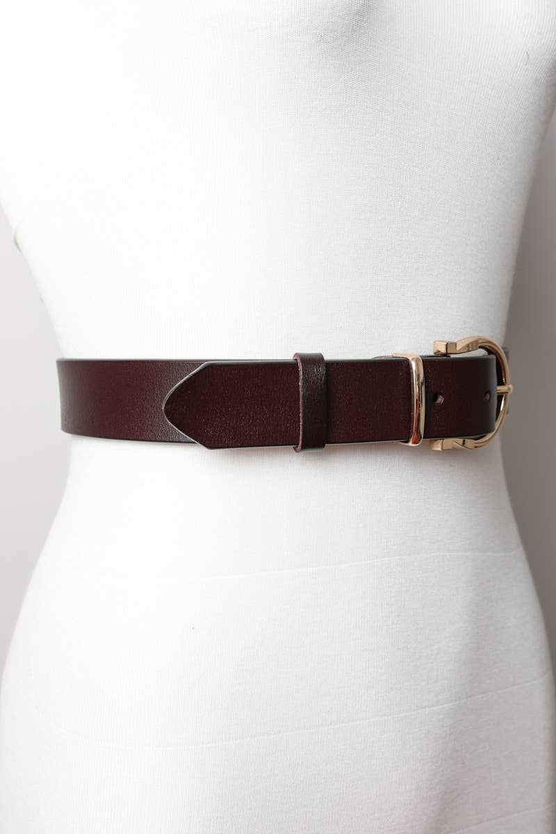 Leto Accessories - Horseshoe Gold Buckle Belt