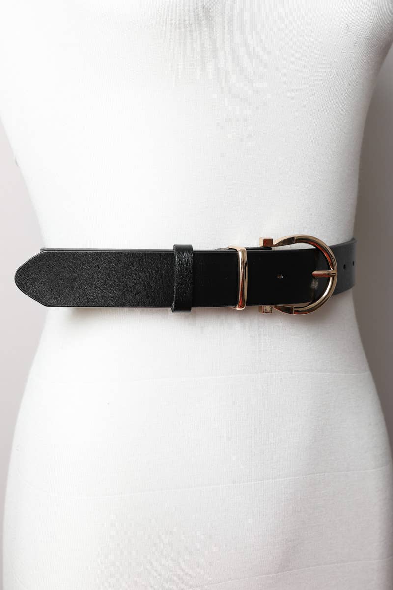 Leto Accessories - Horseshoe Gold Buckle Belt