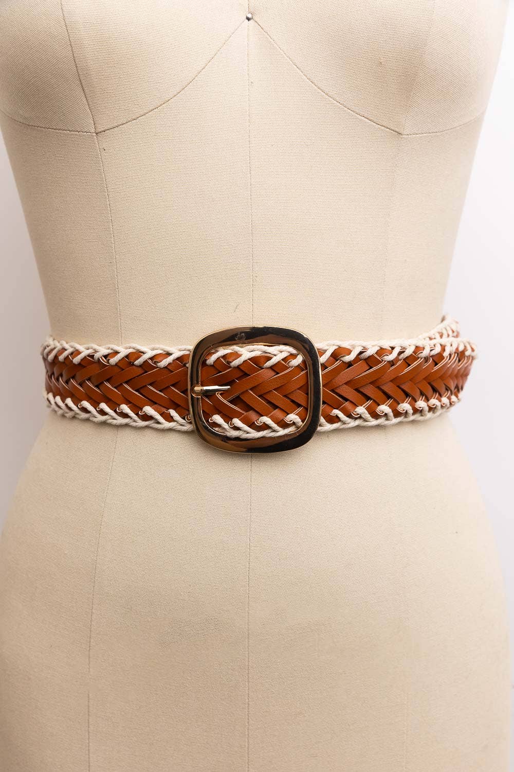 Leto Accessories - Crochet Trimmed Woven Leather Belt