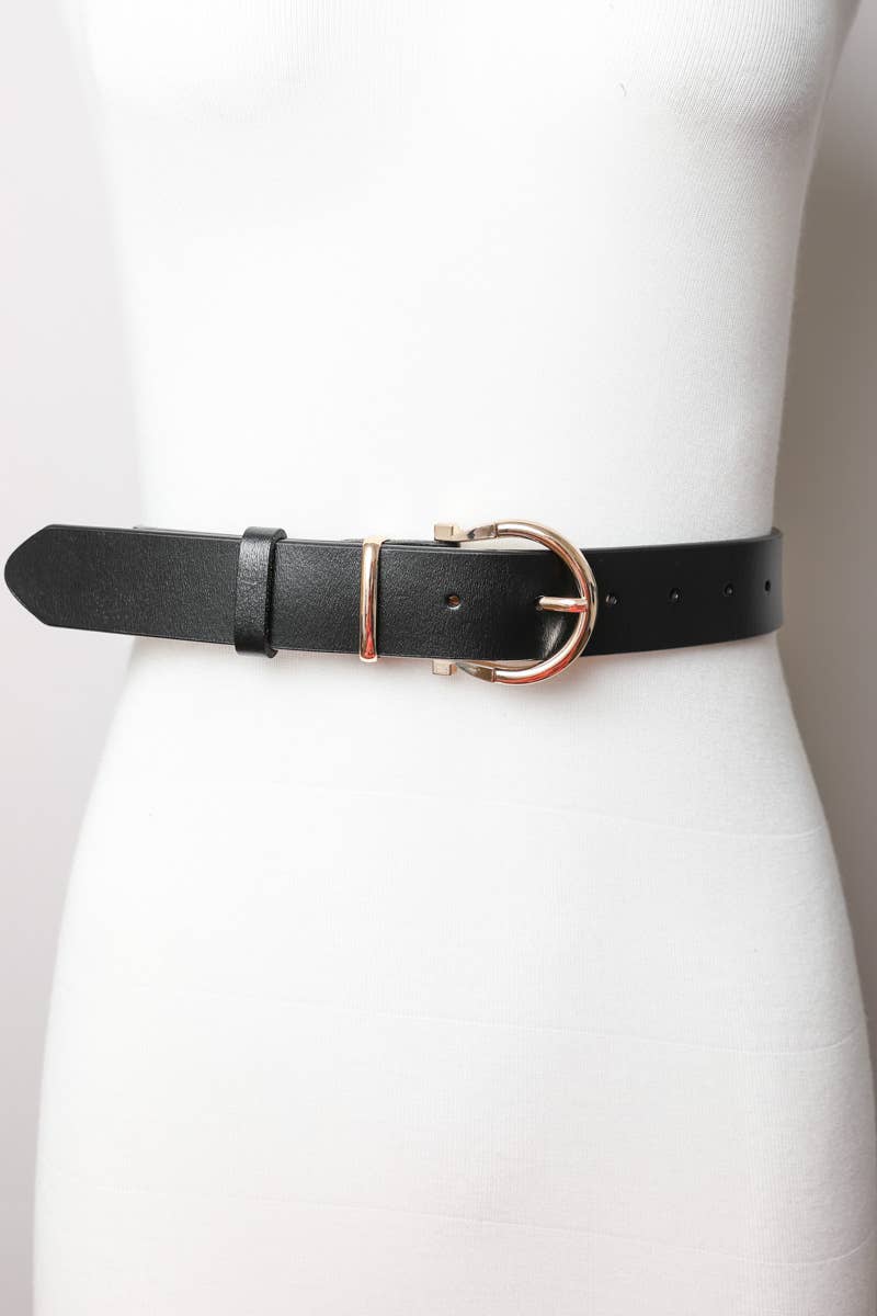 Leto Accessories - Horseshoe Gold Buckle Belt