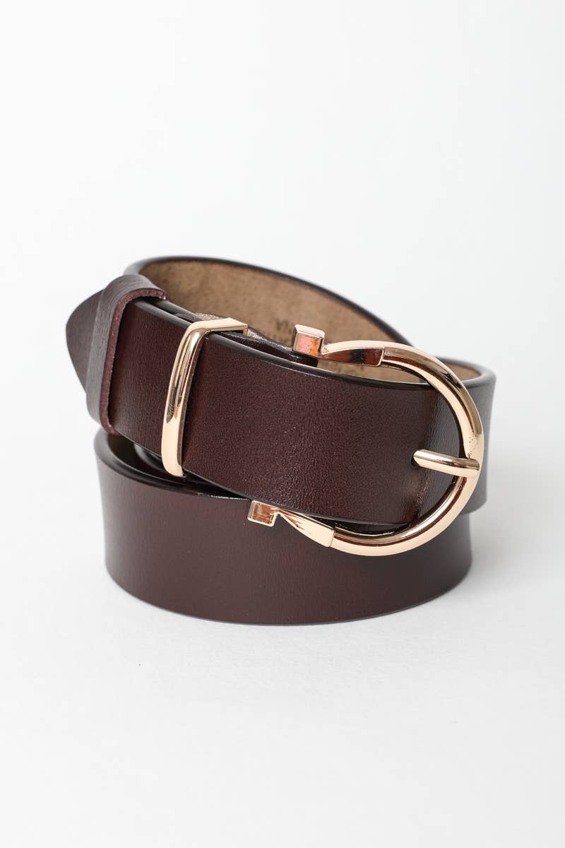 Leto Accessories - Horseshoe Gold Buckle Belt