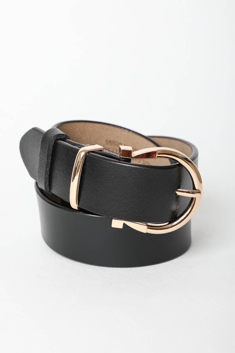 Leto Accessories - Horseshoe Gold Buckle Belt