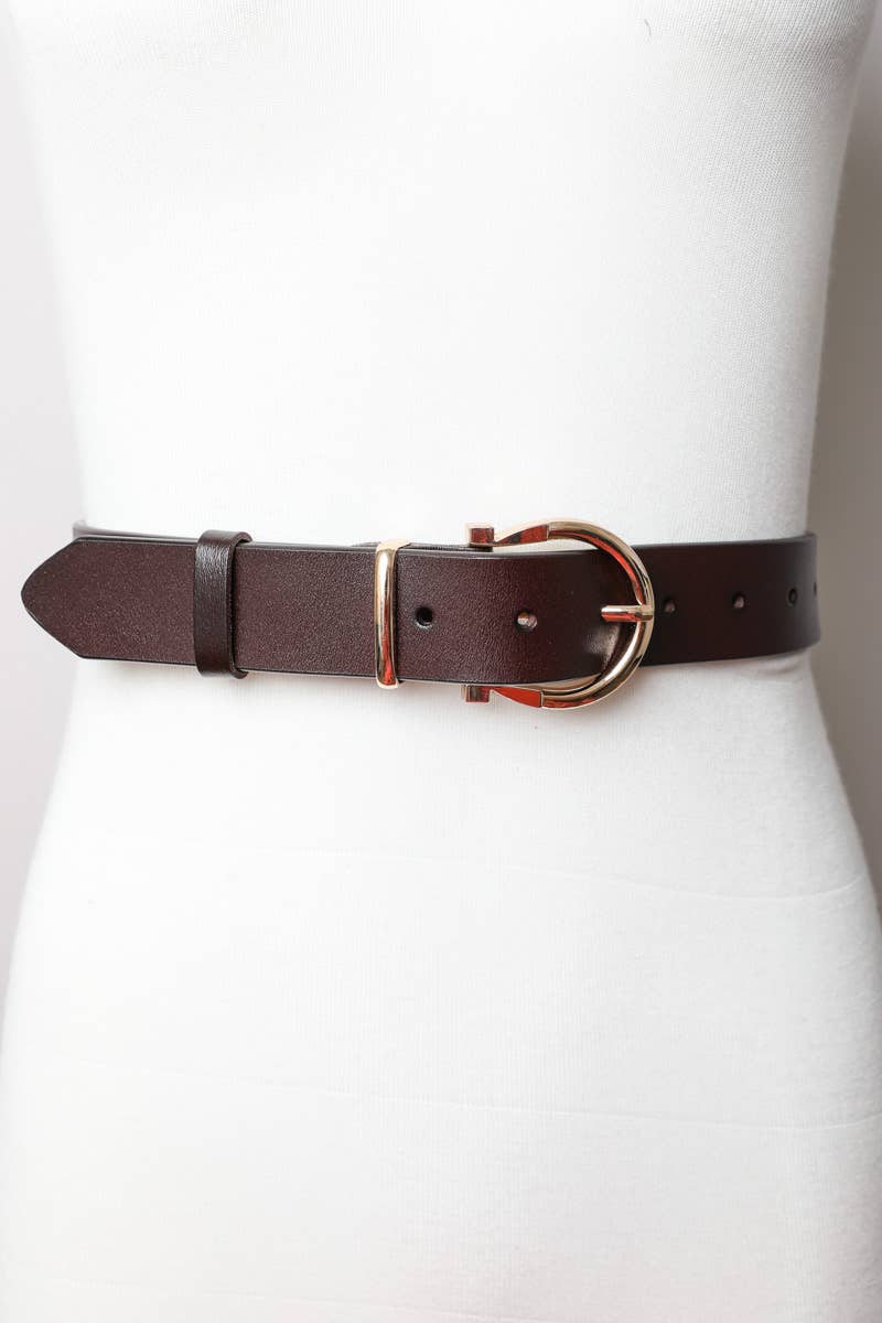Leto Accessories - Horseshoe Gold Buckle Belt