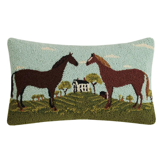 Black/brown horse pillow