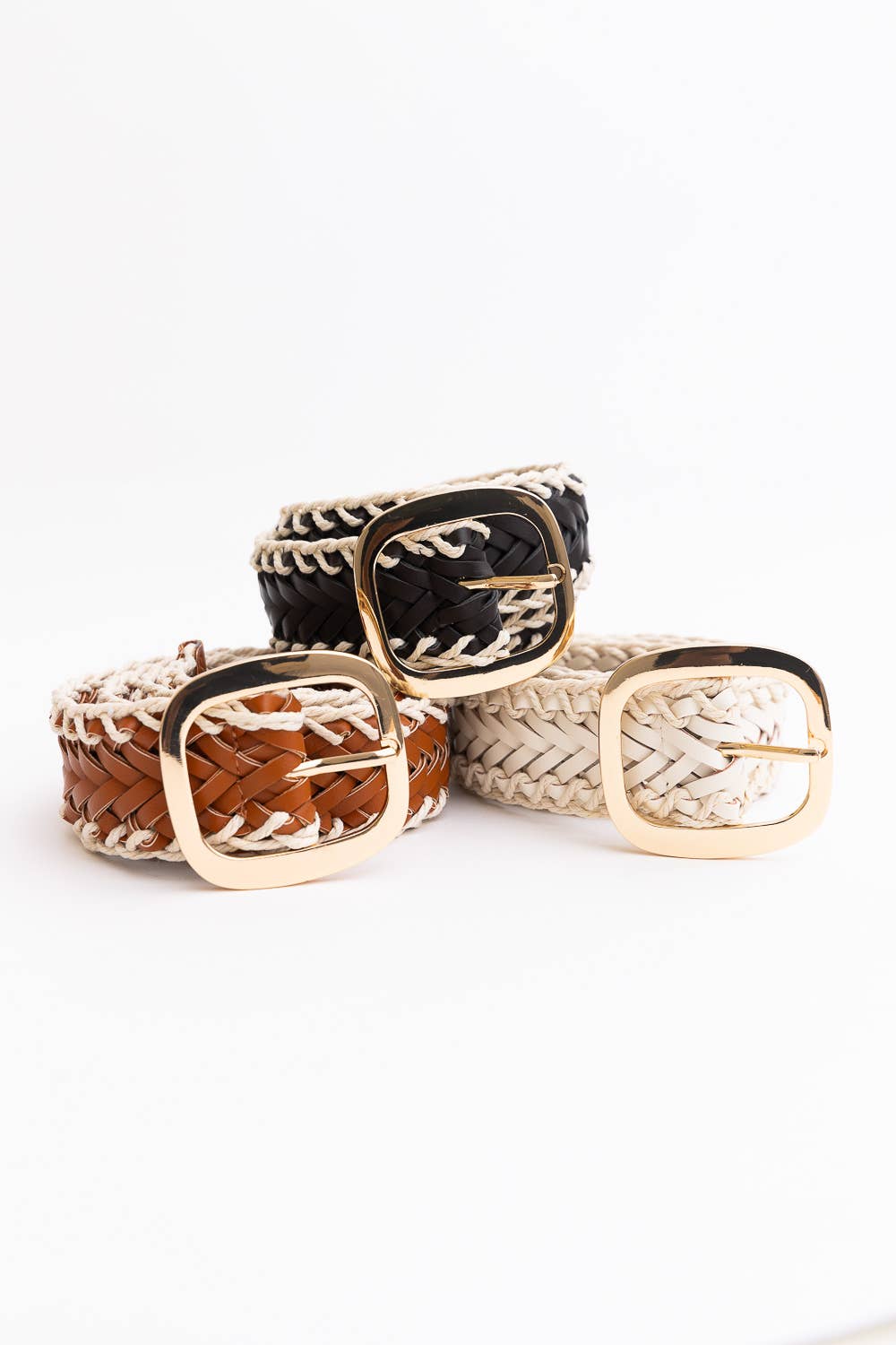 Leto Accessories - Crochet Trimmed Woven Leather Belt