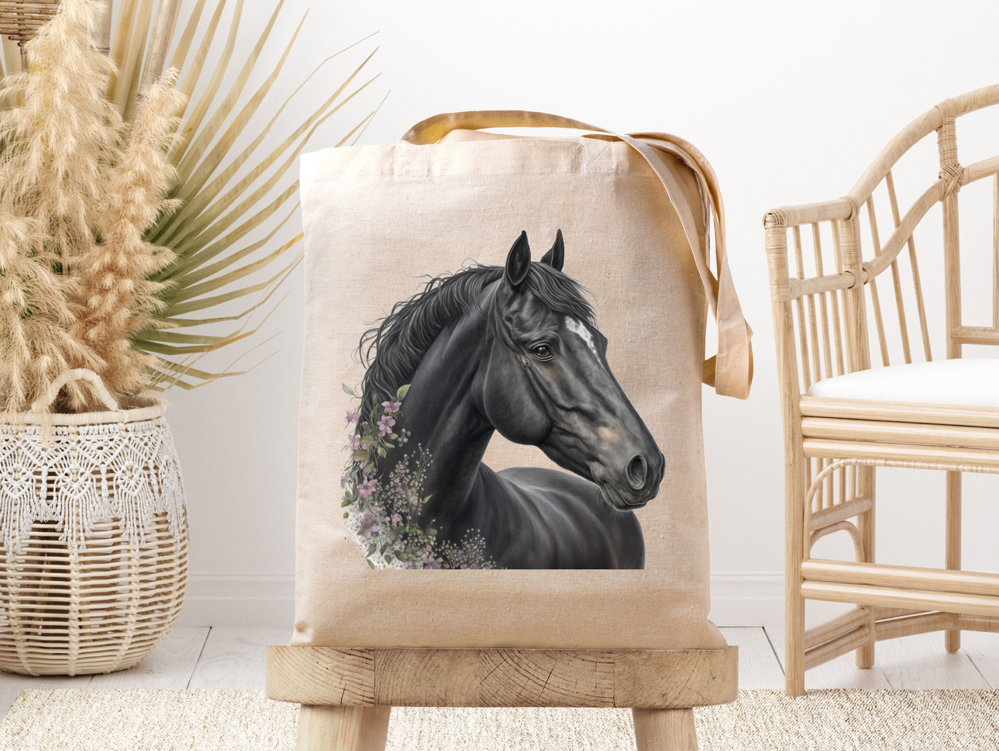 Bay Elegant Horse / Equine / Head- Canvas Tote Bag